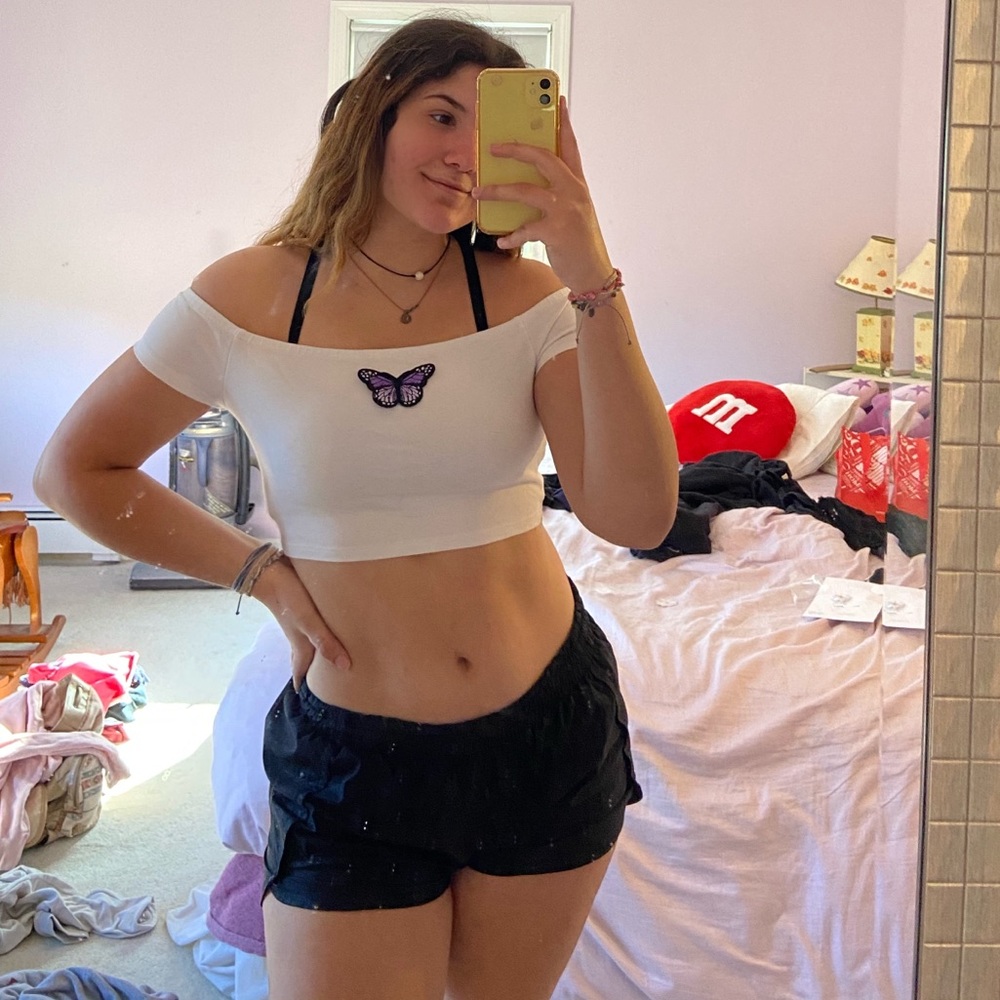 Butterfly patch crop top